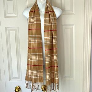 Cashmere Feel Women's Acrylic Woven Plaid Fringe Rectangle Scarf 12x72